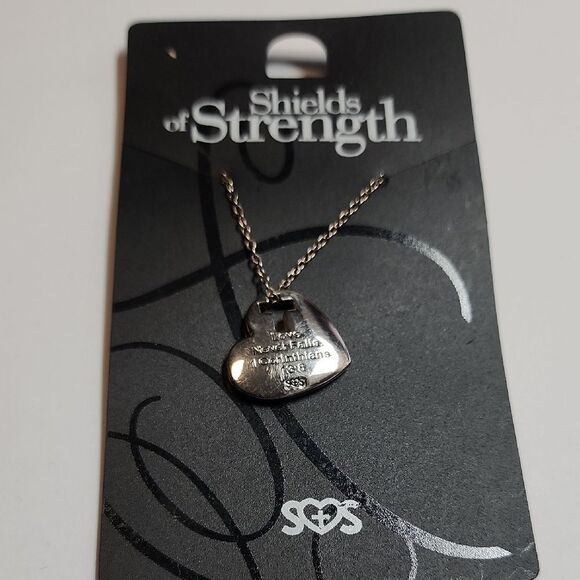 Sheilds Of Strength Women's Heart w/Cross Cut Out Necklace-I Corinthians 13:8 - Picture 2 of 4